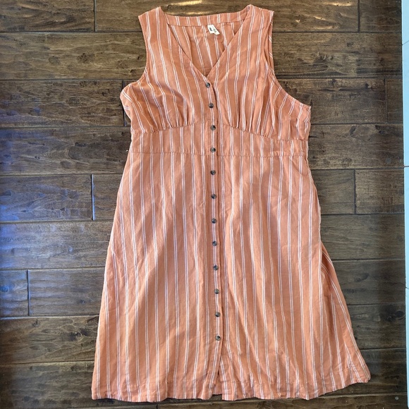 Pact Canopy Linen Cotton Blend Button Front Midi Dress 3XL Hermosa Stripe - Picture 3 of 12
